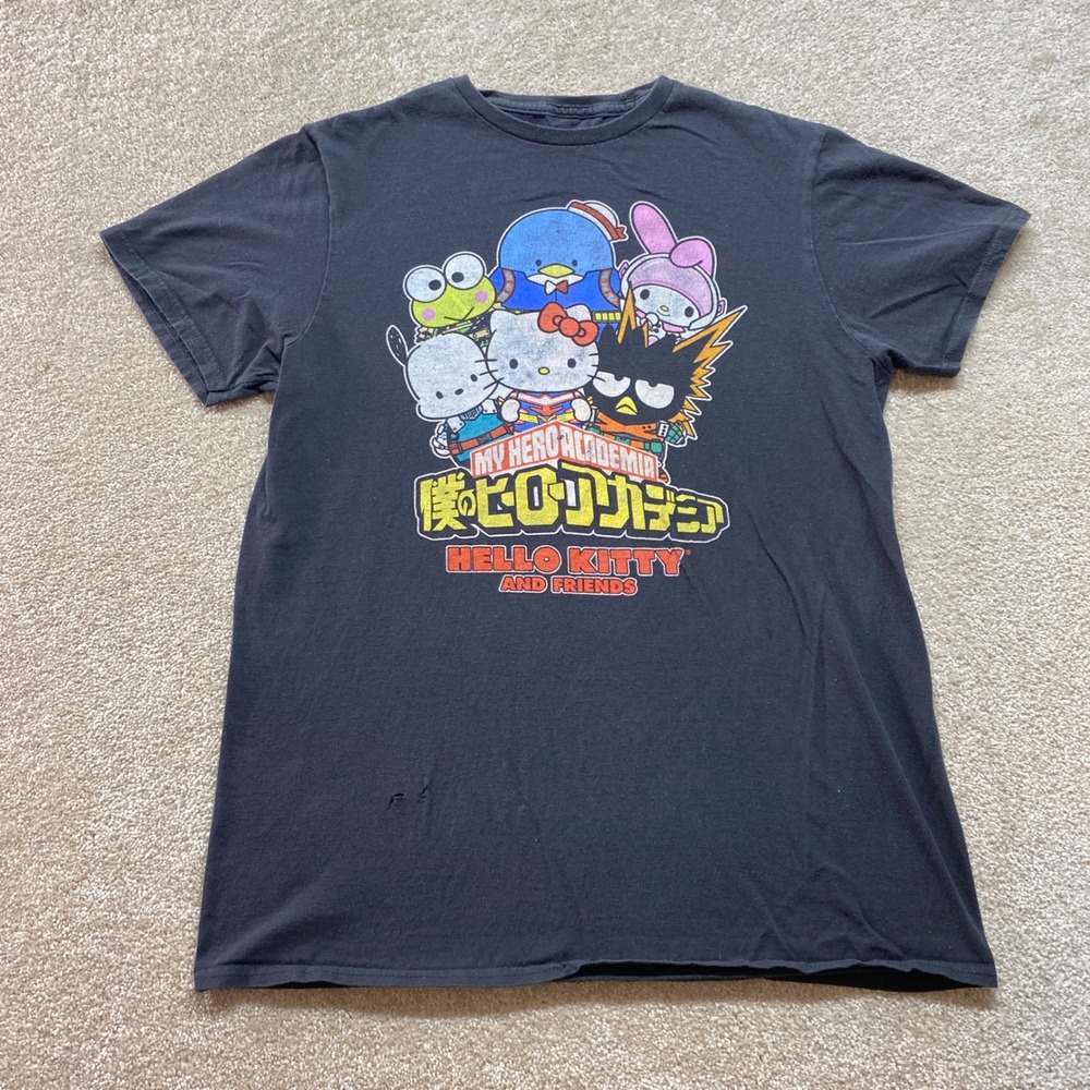 My Hero Academia Hello Kitty and Friends Shirt Kids‎ Medium Black Collaboration
